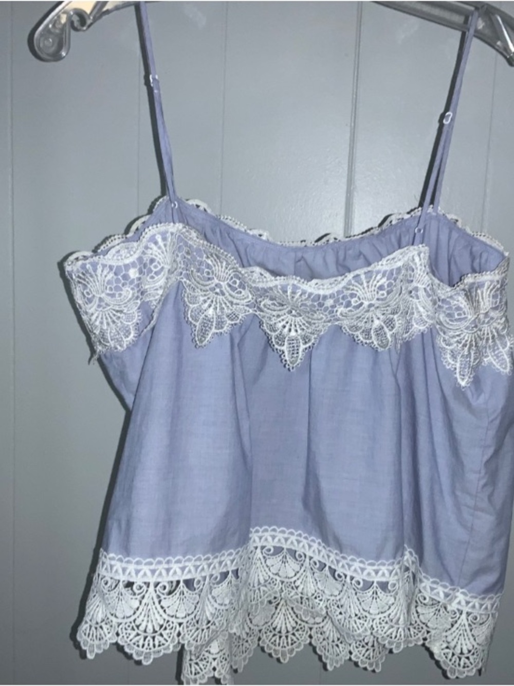aerie Light Blue Lace-Trim Cami Tank